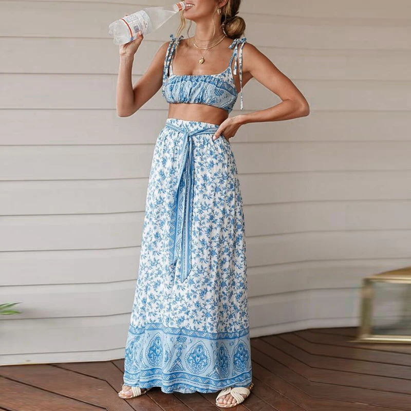 Элегантные сексуальные пляжные Boho летние 2019 женские комбинезоны с поясом на