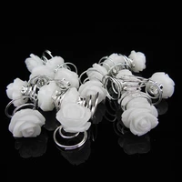 120pcs white rose flower bridal wedding hair twists spins pins hair accessory