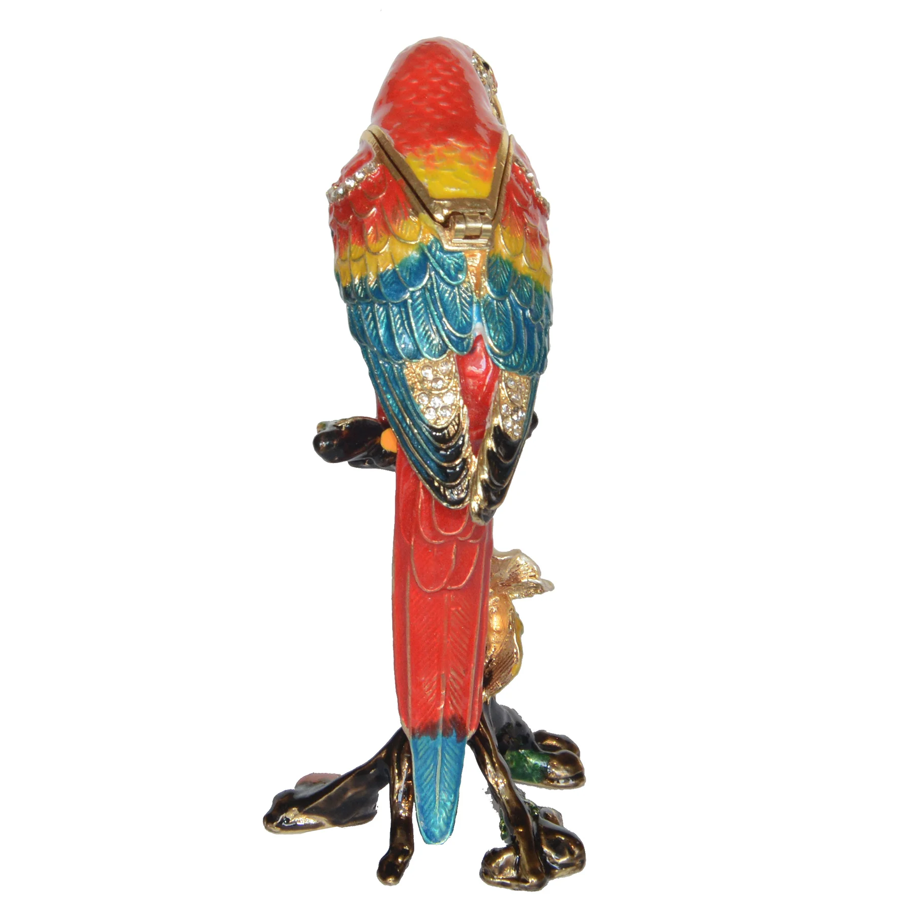 

Macaw Parrot Trinket Box Enamelled Hinged Jewelry Box Pewter Ornament Gifts Bird Figurine Tabletop