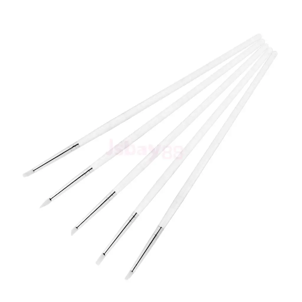 

5Pcs Nail Art Design Brushes Set Acrylic Clear Handle,Ultra-small Silicone Tip Painting Carving Flower Pen Salon DIY Tools