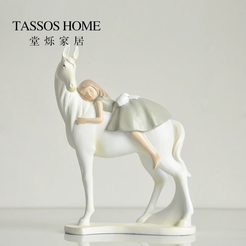 

creative resin horse riding Teenage girl statue vintage home decor crafts room decoration objects resin girls lady figurine gift