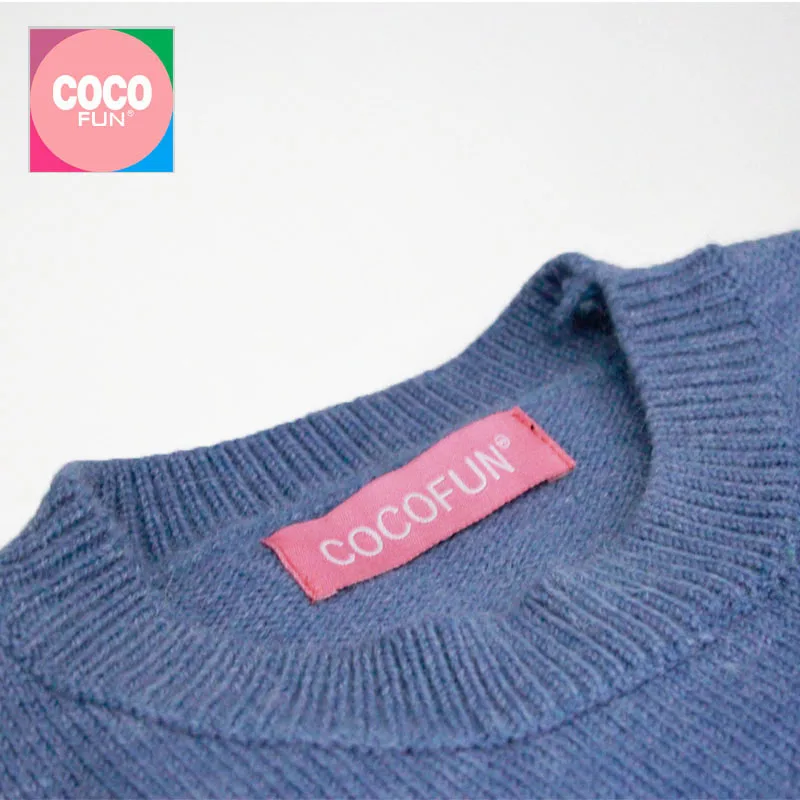 Женский трикотажный пуловер COCOFUN вязаный в полоску с длинным рукавом и круглым