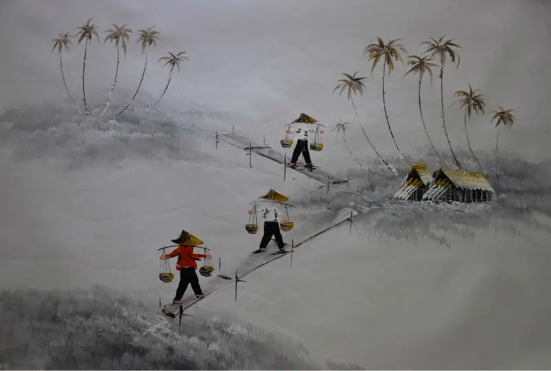 Ручная живопись маслом на холсте вьетнамский ландшафт рыболовная современные