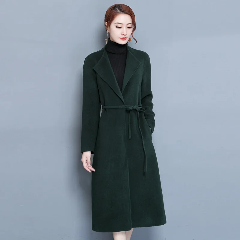 2019 новое шерстяное пальто женский длинный пуховик Зимнее Подиум модное черное