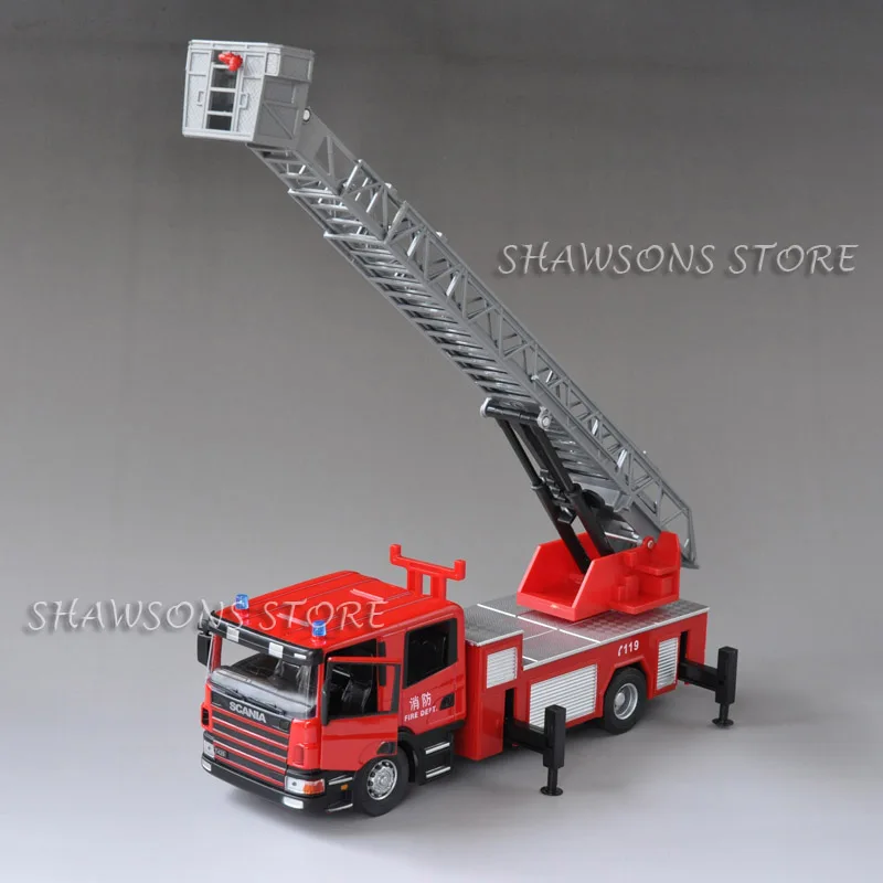 1:43 литая под давлением пожарная машина Игрушечная модель грузовика Man Scania лестница грузовик автомобиль миниатюрная копия