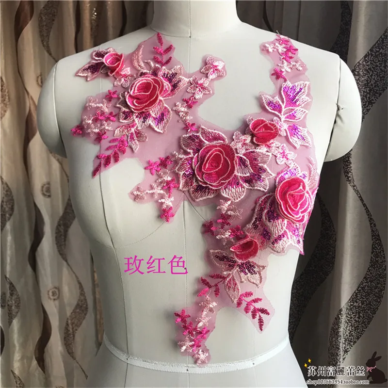 1Pc 38X42cm 4Colors Delicate 3D Wedding Veil Head Ornaments Lace Applique Trim Dress DIY Accessories BD0368 | Дом и сад