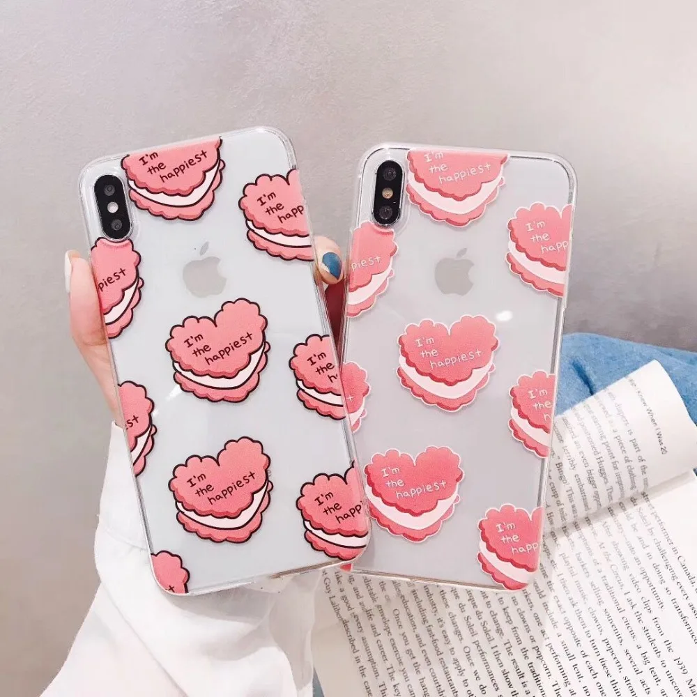 Модный прозрачный чехол из ТПУ с сердечком для iPhone XS Max XR Чехлы 6 6S 7 8 Plus X