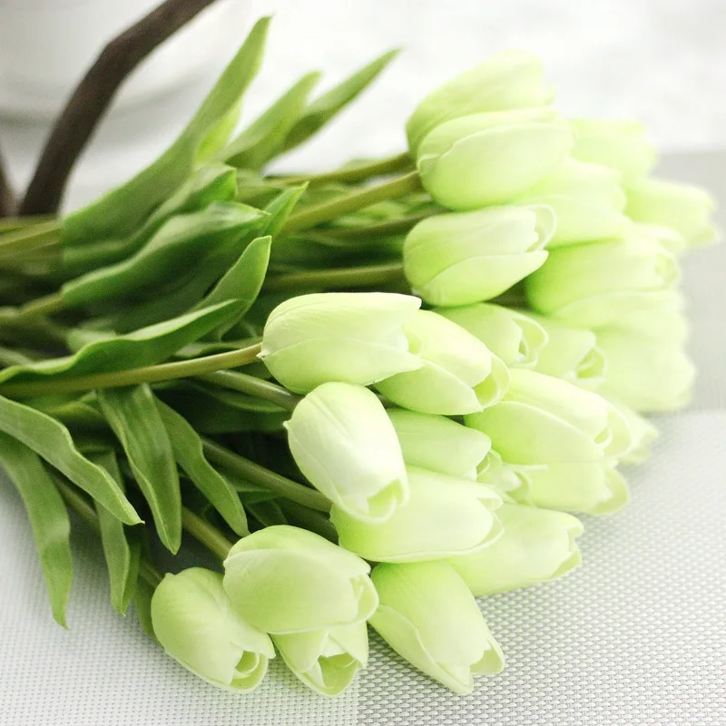 

31PCS/Lot PU Mini Artificial Tulip Flower Real Touch Wedding Flower Bouquet Artificial Silk Flowers For Home Party Decoration