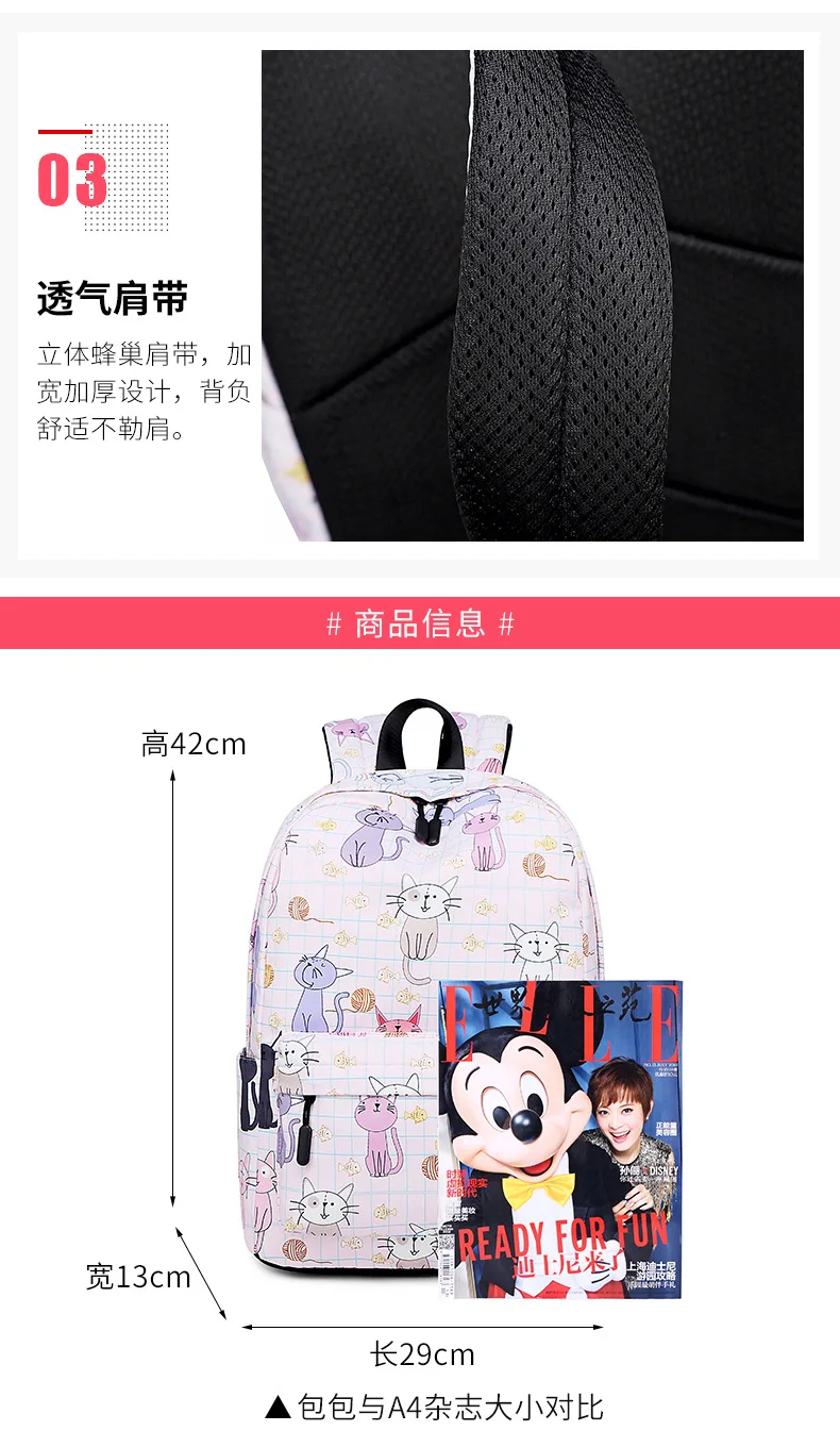 Водонепроницаемые женские маленькие рюкзаки Kawaii Cat Neko Bookbag холщовые школьные сумки для девочек-подростков Милая дорожная сумка для ноутбука Rugzak