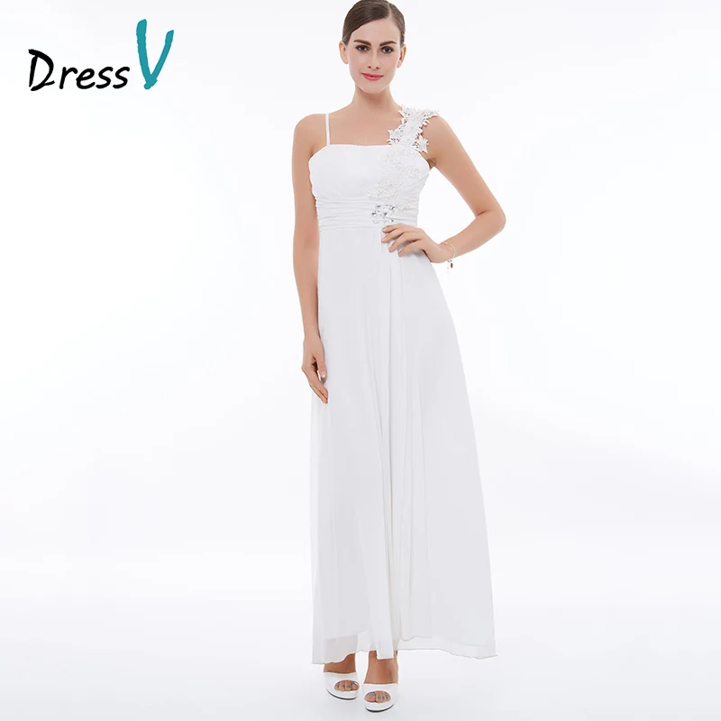 Dressv вечернее платье Line Белый рукавов для выпускного вечера пикантные бретельках