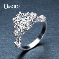 umode unique charm big round cz stone solitaire engagement white gold wedding ring for women female bijou fantaisie femme ur0392