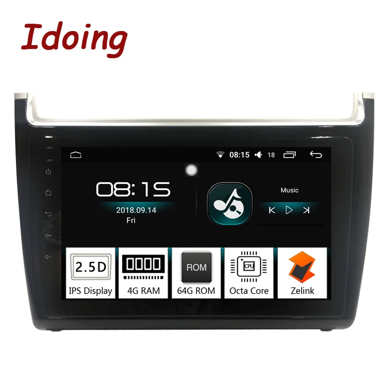 Автомобильный мультимедийный плеер Idoing 1Din 9 дюймов 2.5D IPS Android 8 0 GPS для VOLKSWAGEN Polo 2012
