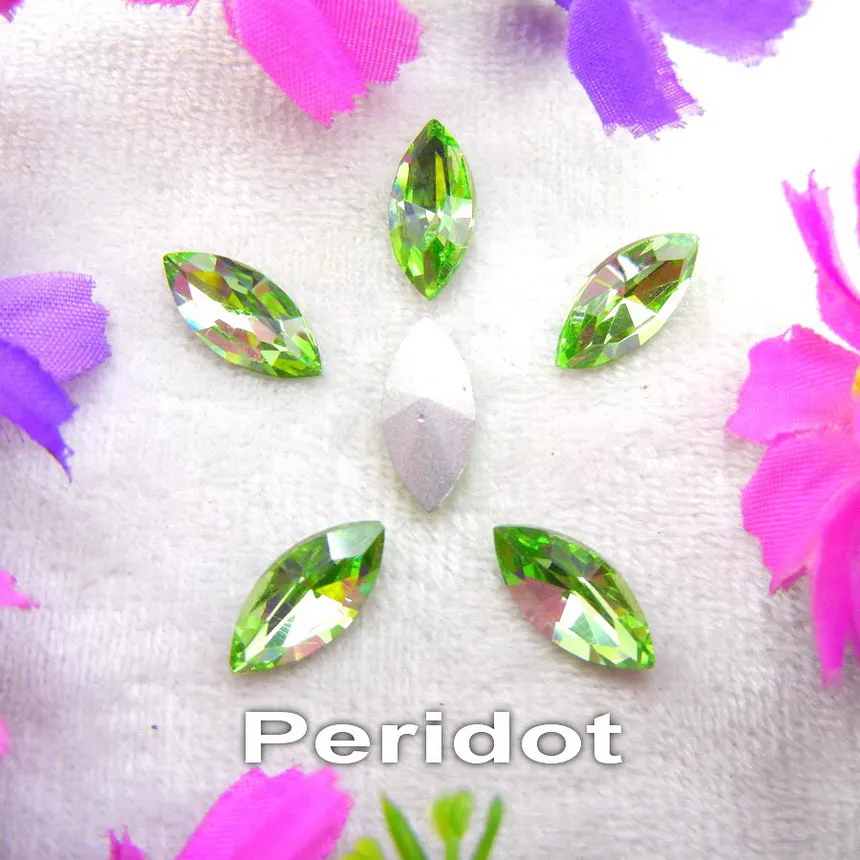 A7 Peridot Стеклянный кристалл 8 размеров цвета Наветт конский глаз Маркиза Форма клей стразы кристаллы рукоделие nailart чехол для телефона diy - Цвет: A7 Peridot