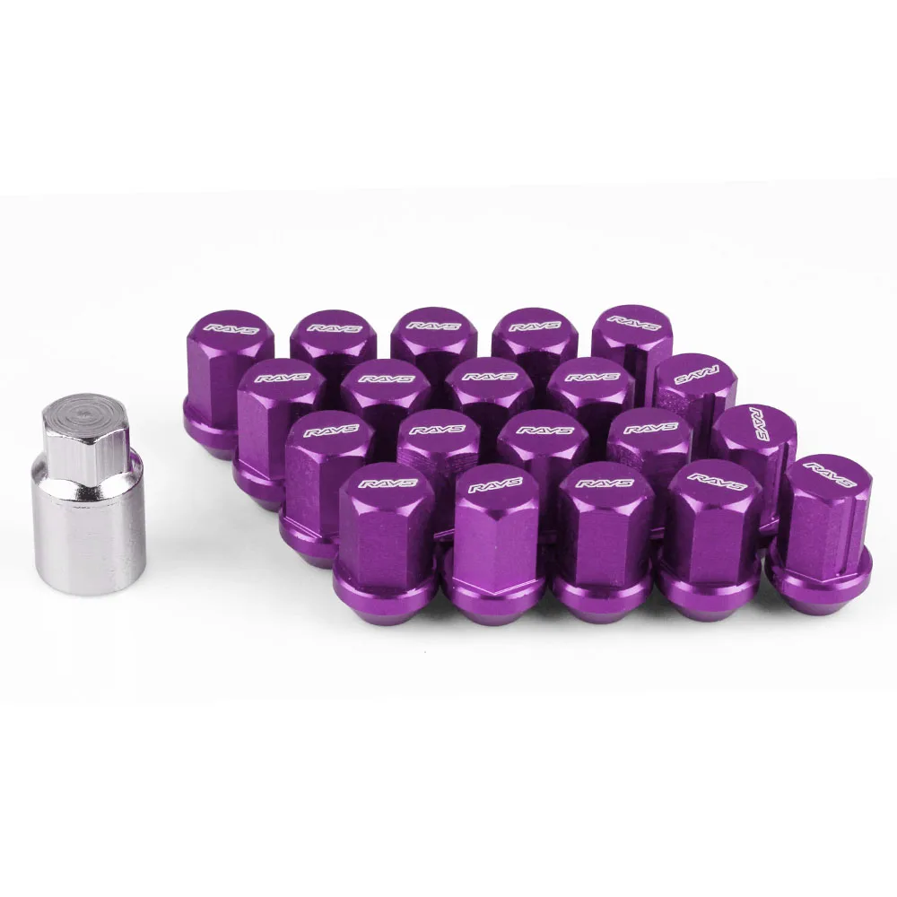 Purple 20 шт автомобильные гоночные алюминиевые короткие гайки противоугонные колесные гоночные гайки легкие гайки с логотипом RS-LN005 - Название цвета: Purple
