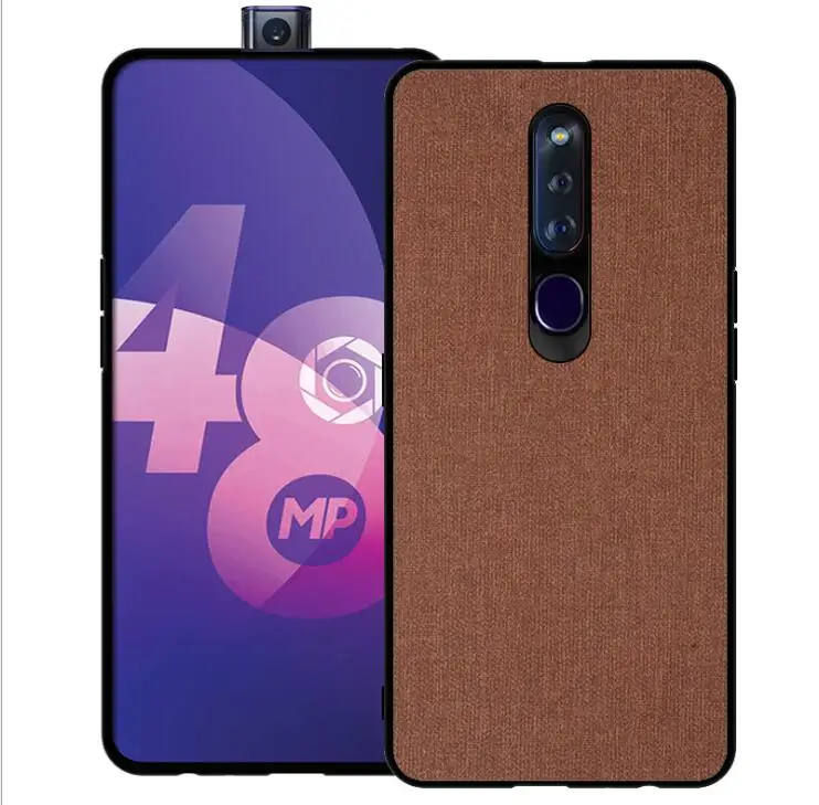 Для oppo f11 pro чехол ткань Жесткий ПК роскошная ретро кожа мягкий TPU край полное