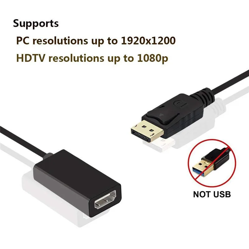 DP к HDMI 1080P позолоченный порт дисплея папа HDTV женский кабель видео монитор адаптер