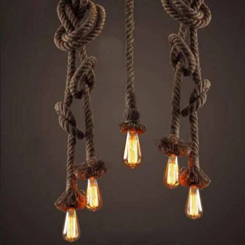 Винтажная веревочная Подвесная лампа в стиле ретро креативный индивидуальный