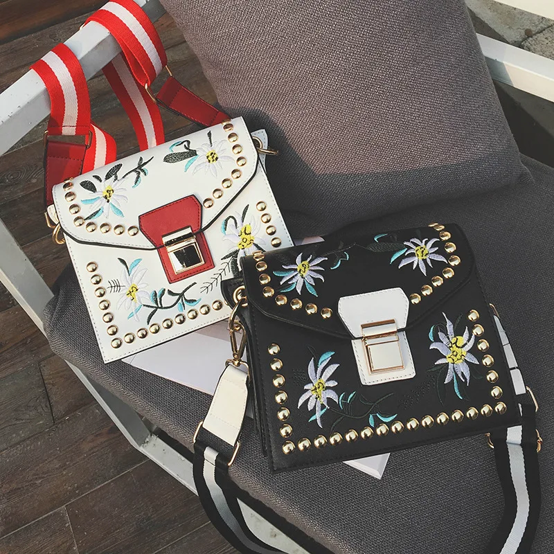 2017 Дизайнер Женщины Сумка Вышивка PU Кожа Crossbody Посланник Национальная|designer