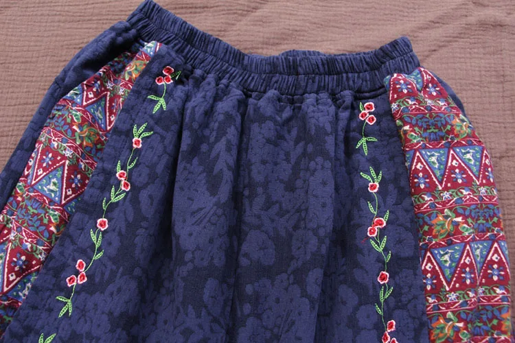 Брюки женские в ретро стиле хлопково-льняные штаны с принтом эластичной резинкой