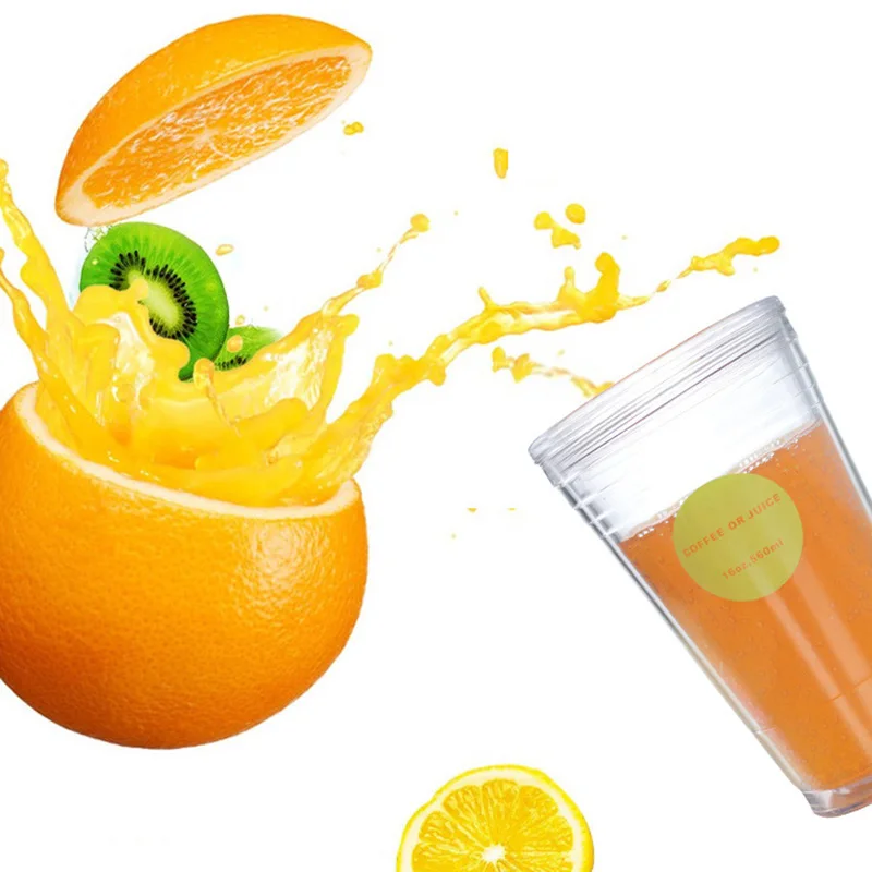 Двухслойная пластиковая бутылка для воды без БФА с соломенным соком кофе молока