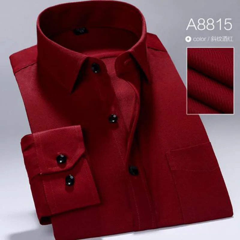 Мужские деловые однобортные хлопковые рубашки с воротником стойкой Camisa мягкие