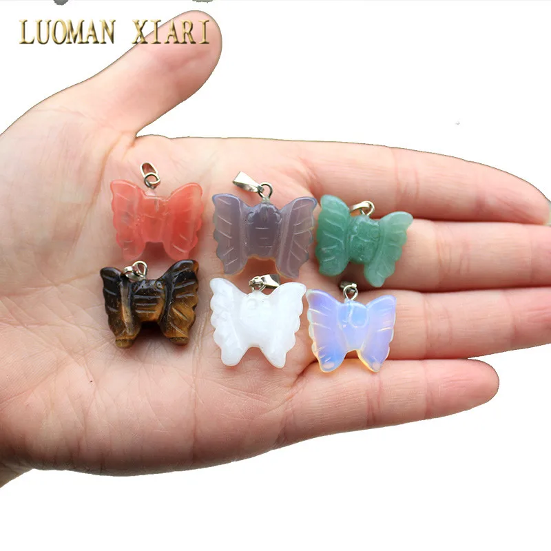 Подвески в форме бабочки из натурального камня смешанные цвета для