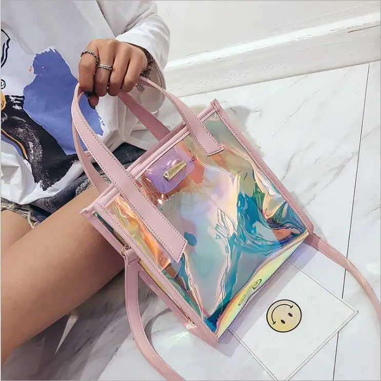 Модные лазерной голограммой прозрачный Sac De Plage Для женщин Crossbody Сумка Женский