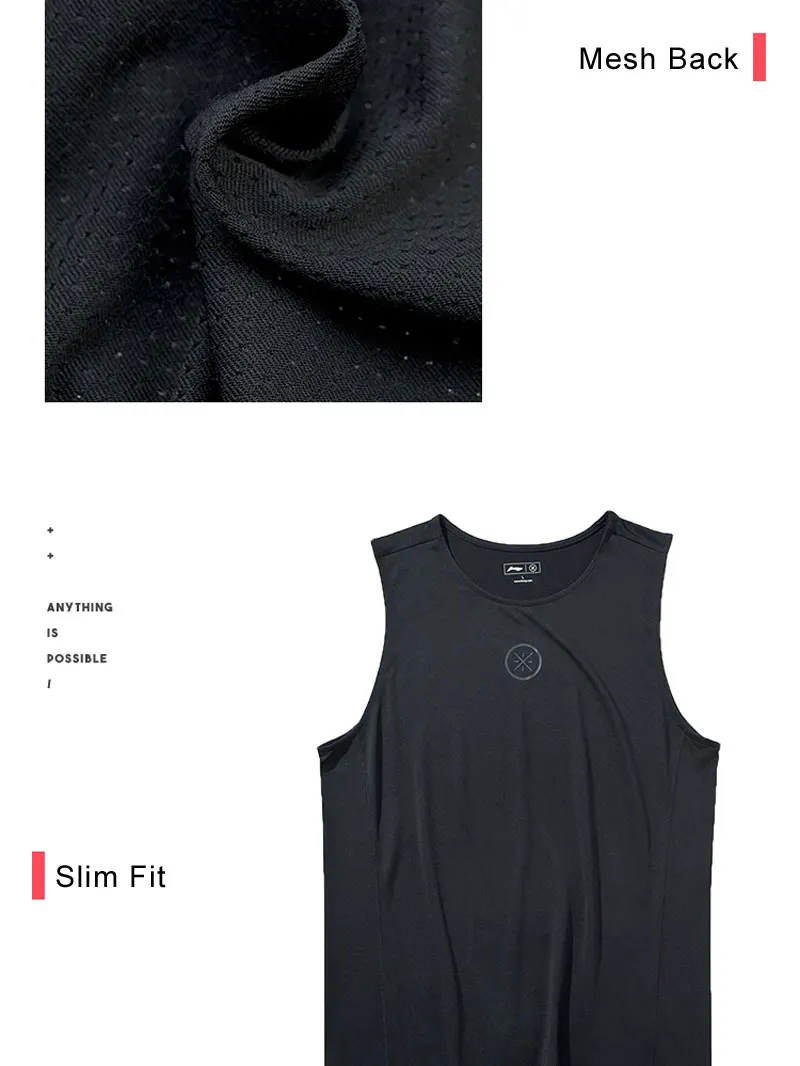 Li-Ning Мужская серия WADE Basketeball Танк Полиэстер Slim Fit комфортная дышащая подкладка спортивные жилеты Топ AVSP085 MBS084