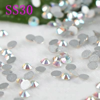 crystal ab ss30 288pcspack crystal glass flatback stones glue on non hot fix rhinestones for nail art applique