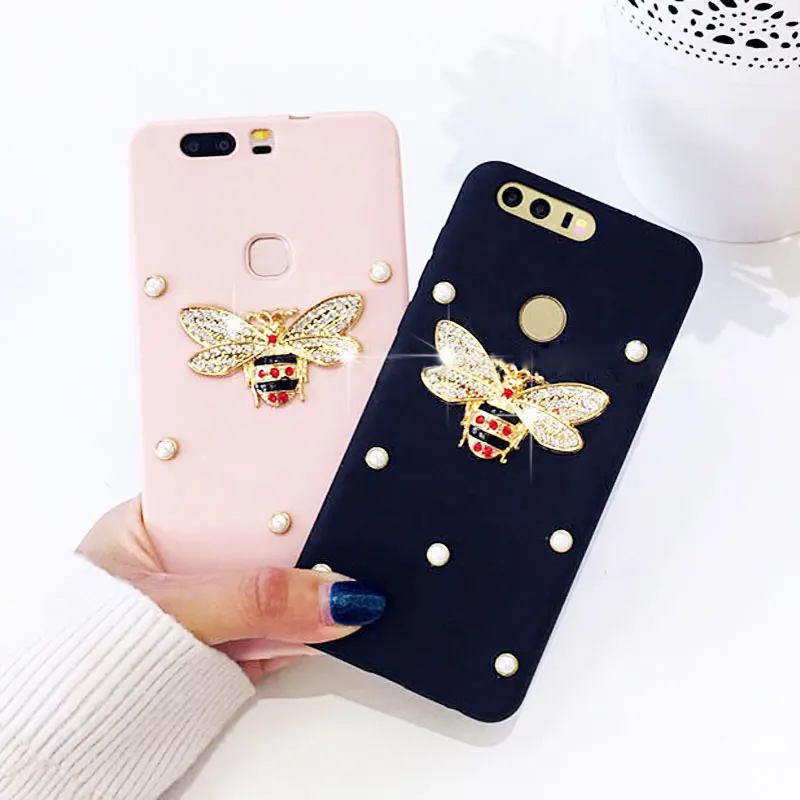 Luxury 3D Bling Diamond Bee Pearl Silicone Case for Samsung Galaxy S6 S7 edge S8 S9 Plus Note 9 8 A3 A5 A7 2017 A6 2018 A8 J3 J5 |