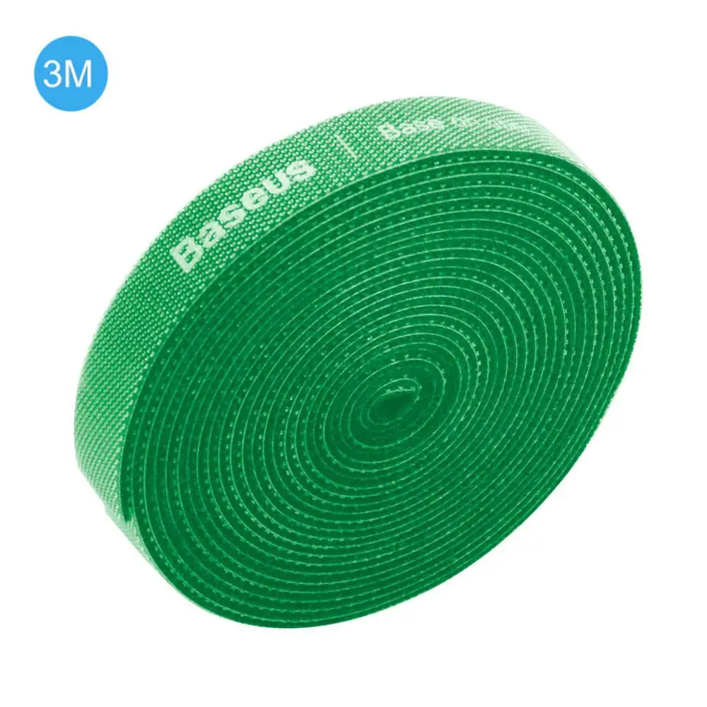 3m GREEN Baseus Кабельный организатор USB устройства для сматывания шнуров для iPhone Lightning/Micro Usb/type c длина кабельный зажим офисный Рабочий стол управление - Цвет: 3m GREEN