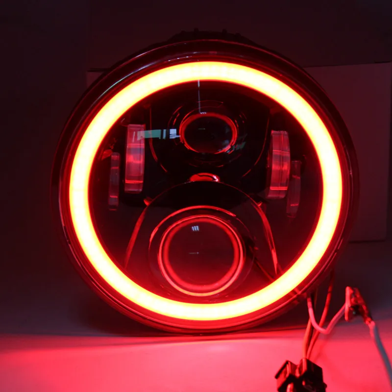 7 дюймов мотоцикл LED желтого и красного цветов сине белые DRL проектор фары для