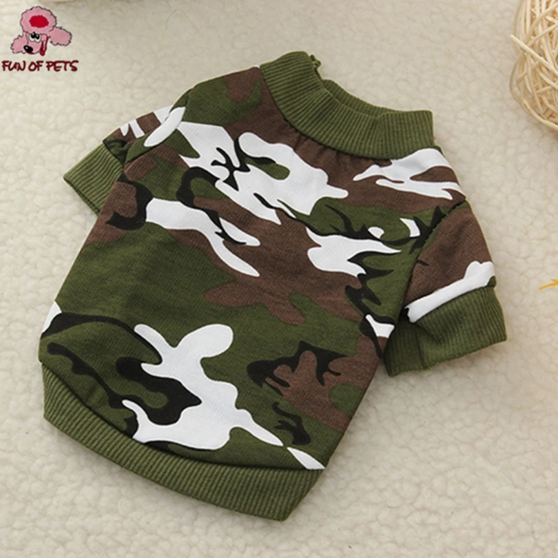 Летняя мягкая камуфляжная футболка для собак и щенков летняя хлопковая Одежда