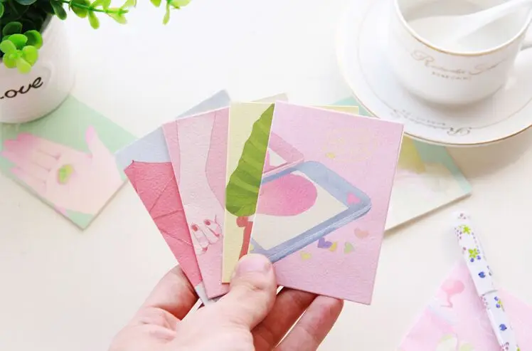 5 шт./лот 9*6 см DIY Мини kawaii мультфильм конверт с поздравительной открыткой