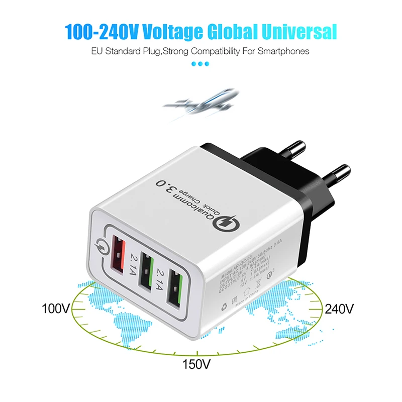 Quick Charge 3 0 15 W QC3.0 QC Turbo Быстрая зарядка Зарядное устройство usb-зарядное для samsung S8 S9