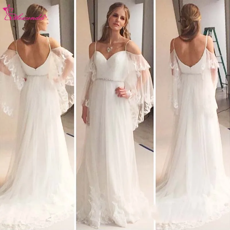 Alexzдра скромное пляжное свадебное платье для беременных 2019 Летние свадебные