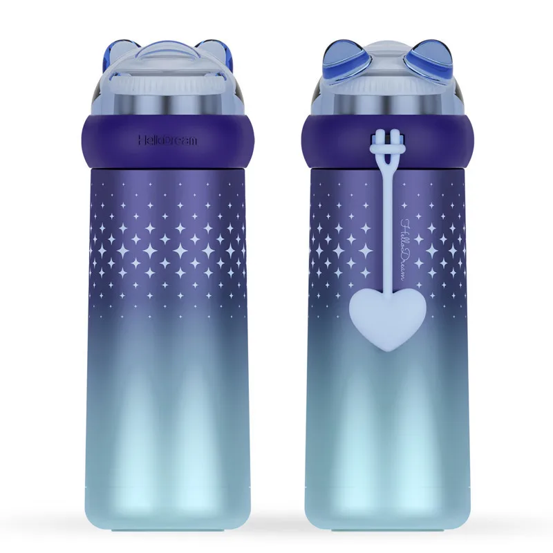 Bpa-Free дизайн животных моделирование вакуумные чашки градиентный цвет бутылочка для кошек Кофе Термос Кружки Звездная Луна Небо термос колба - Цвет: 350ml-bear-B