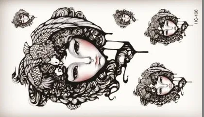 Маленькая восточная девушка лицо с фотографией татуировка боди арт красота