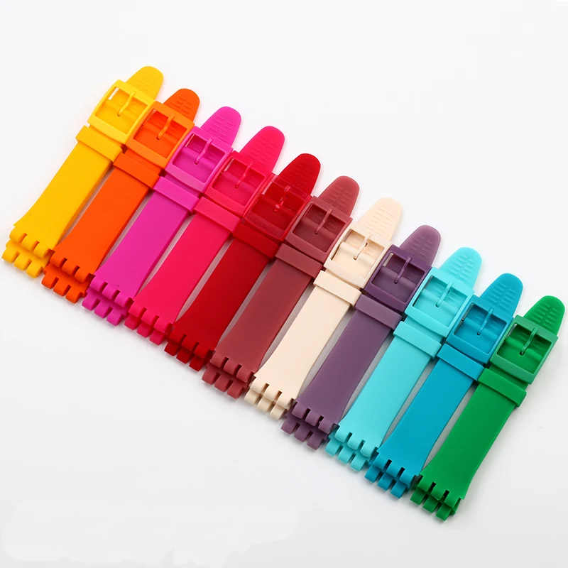 Плюс ремешок силиконовый для часов Swatch заменяет Мужские t 17 19 мм резиновые часы