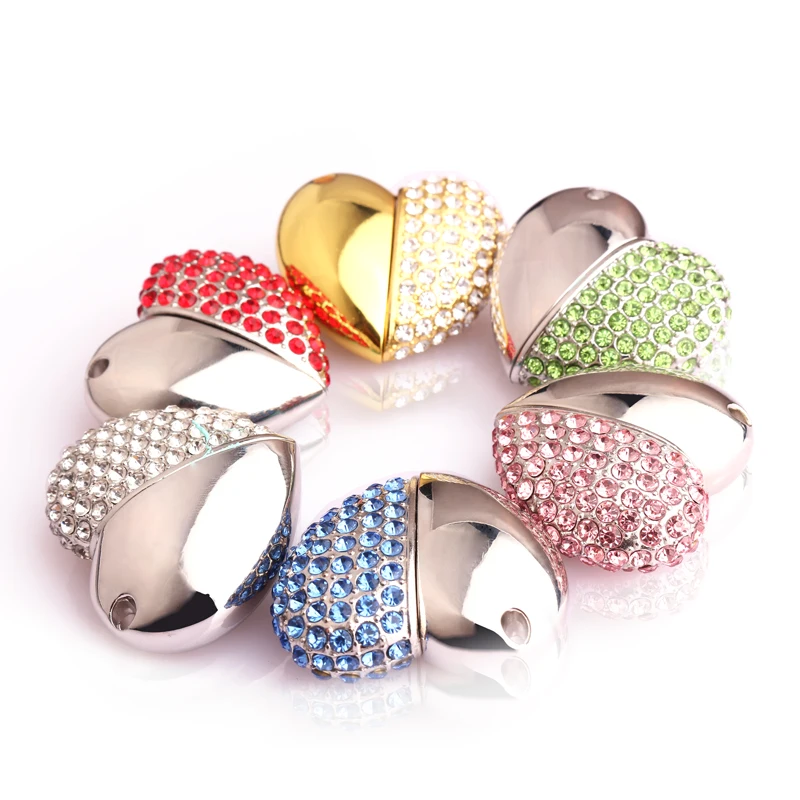 Amthin U disk Mega Fabrica Crystal heart love pendrive 2G 4G 8G 16G 32G 64G Флешка Ювелирная usb флешка Бесплатная