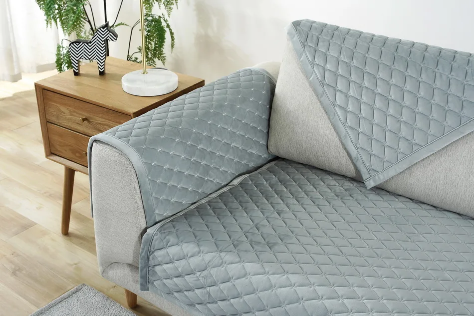 Light grey Европейский Стиль для диванов Детское пальто из толстого плюша диван Чехол Мягкая Обувь на нескользящей подошве из бархата, чехол для дивана, Гостиная 1/2/3 Чехол для сидения набор - Цвет: Light grey