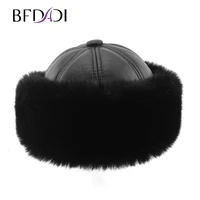 bfdadi 2021 fur hat for men natural russian ushanka hats winter thick warm ears fashion bomber cap black new arrival