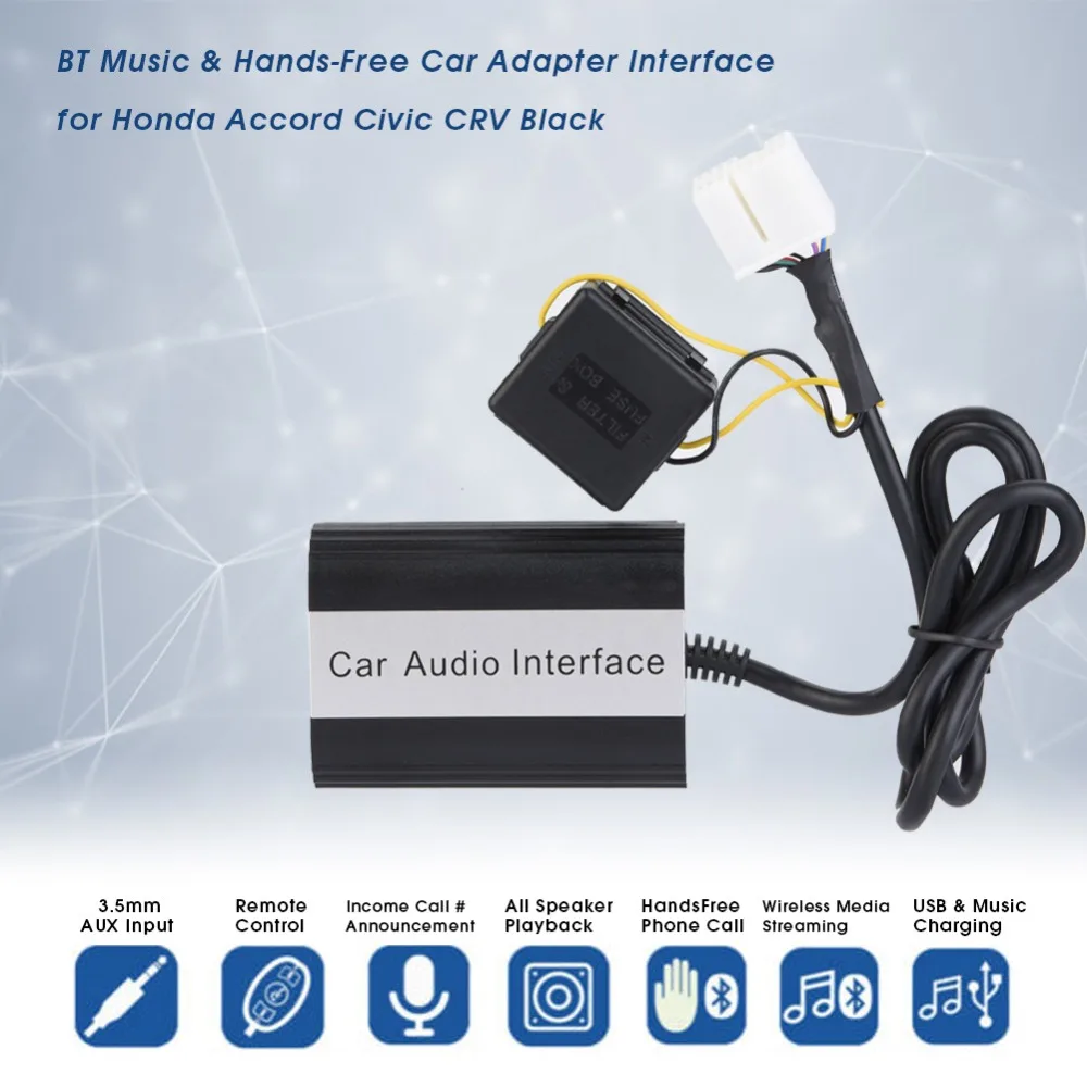 Bluetooth адаптер с пультом дистанционного управления 1 шт. Bluetooth музыка и Hands-Free автомобильный адаптер Интерфейс для Honda Accord Civic CRV черный