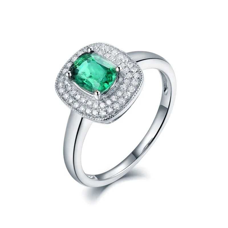 18K White Gold Изумрудные Кольца для женщин, новейший дизайн, 18 К, желтое золото, натуральный изумруд, бриллиант, женские юбилейные ювелирные изделия, кольцо - Цвет камня: 18K White Gold