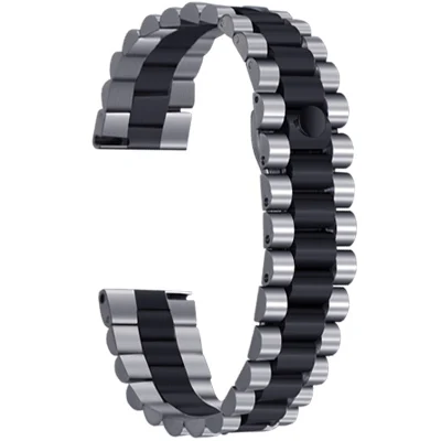 Silver-Black Для дизельных часов 18 мм/20 мм/22 мм черный серебристый Высокое качество нержавеющая сталь ремешок для мужчин для женщин петля браслет золото - Цвет ремешка: Silver-Black