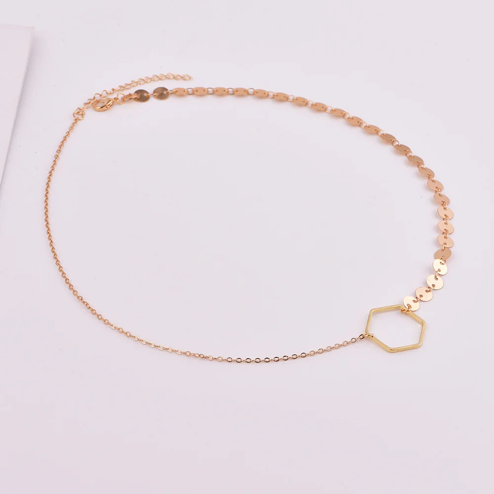 Новинка 2019 модное геометрическое шестигранное ожерелье с подвеской Золотое