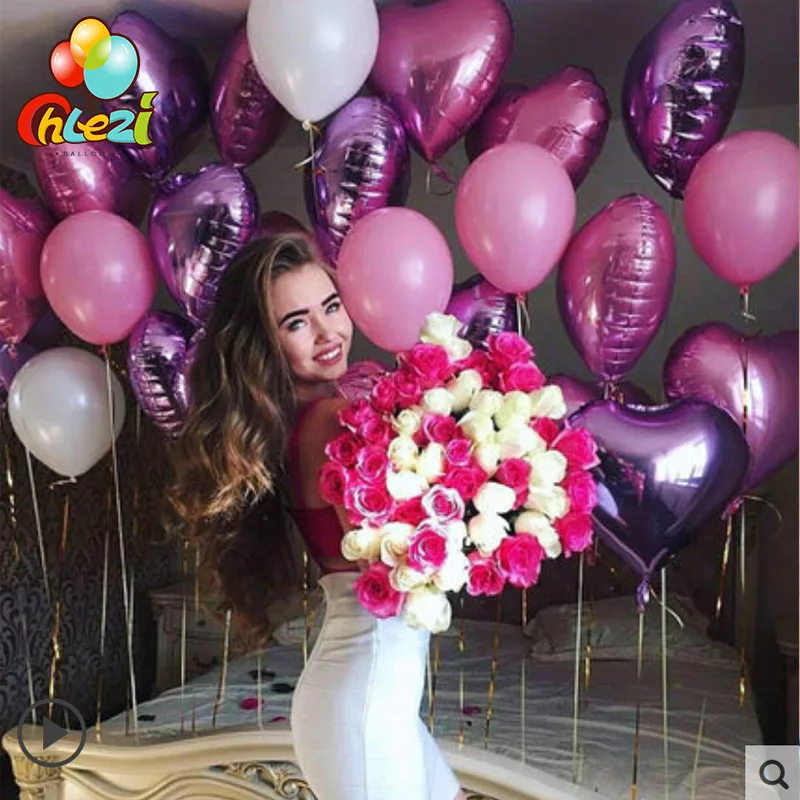 10 шт 18inch с принтом сердце Любовь гелиевый воздушный шарик из фольги в форме