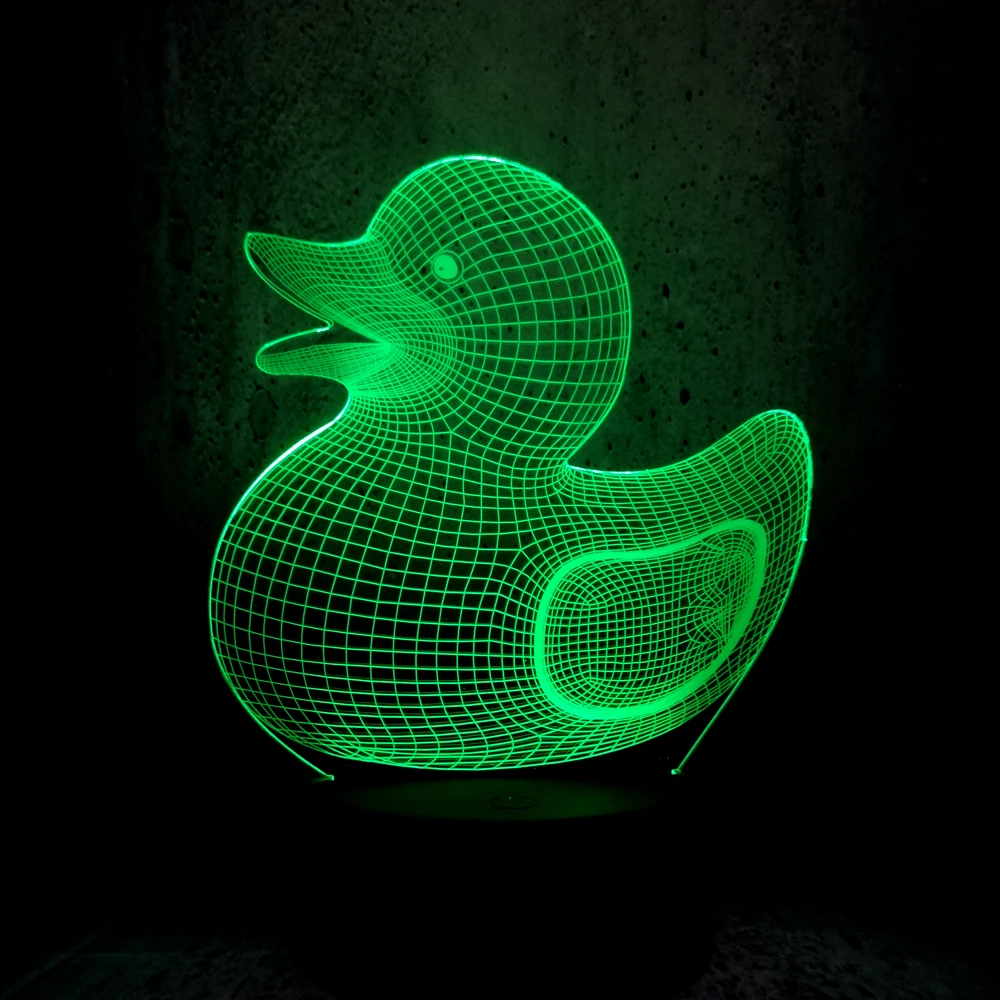 Милая Желтая Утка 3D USB Светодиодная лампа креативный развивающий детский