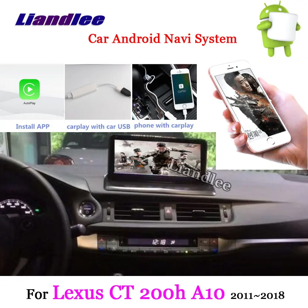Carply Liandlee автомобильная система Android для Lexus CT 200h A10 2011~ Радио Стерео Carplay BT tv gps Wifi Navi карта навигация Мультимедиа - Цвет: Carply