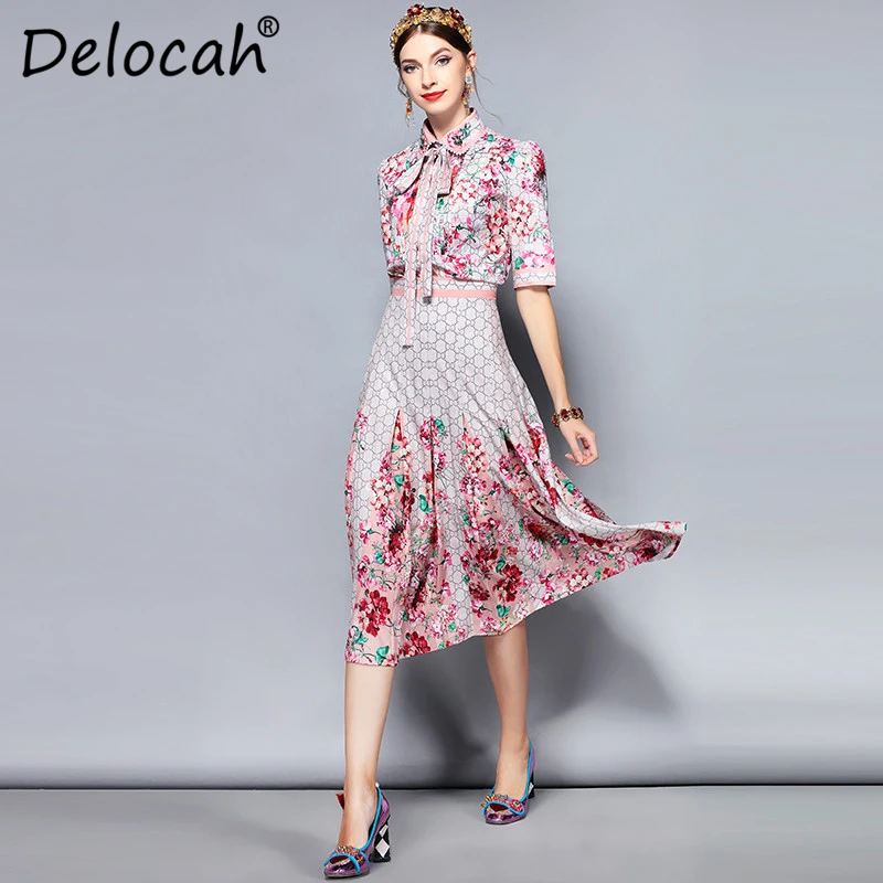 Delocah/летний модный дизайнерский костюм комплект женской блузки с бантом и